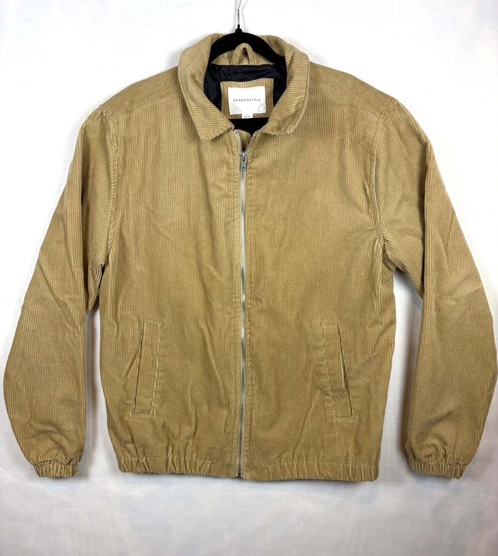Aeropostale Corduroy Jacket Size L Tan Full Zip Bomber